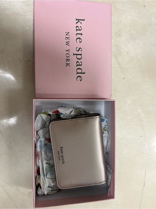 kate spade Accessories - kate spade Metallic Rose Gold Leather Compact Card Holder
